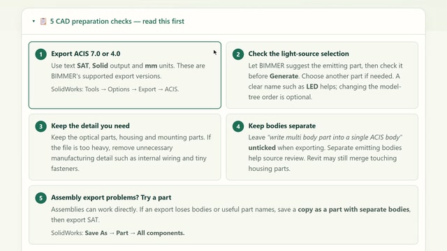 Five current CAD export and preparation checks