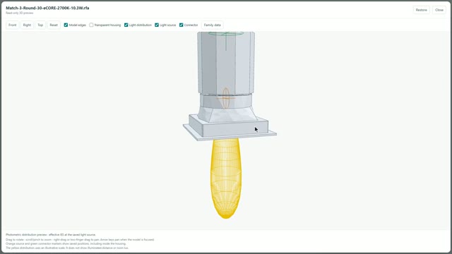 The interactive 3D preview with its read-only Family data panel