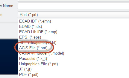 Creo / Pro-E: Choose ACIS File