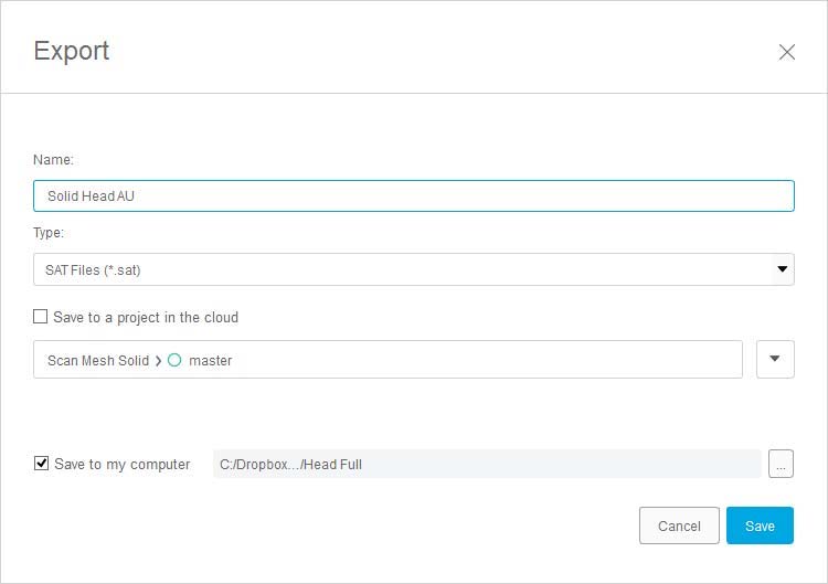 Autodesk Fusion: Select SAT and save locally