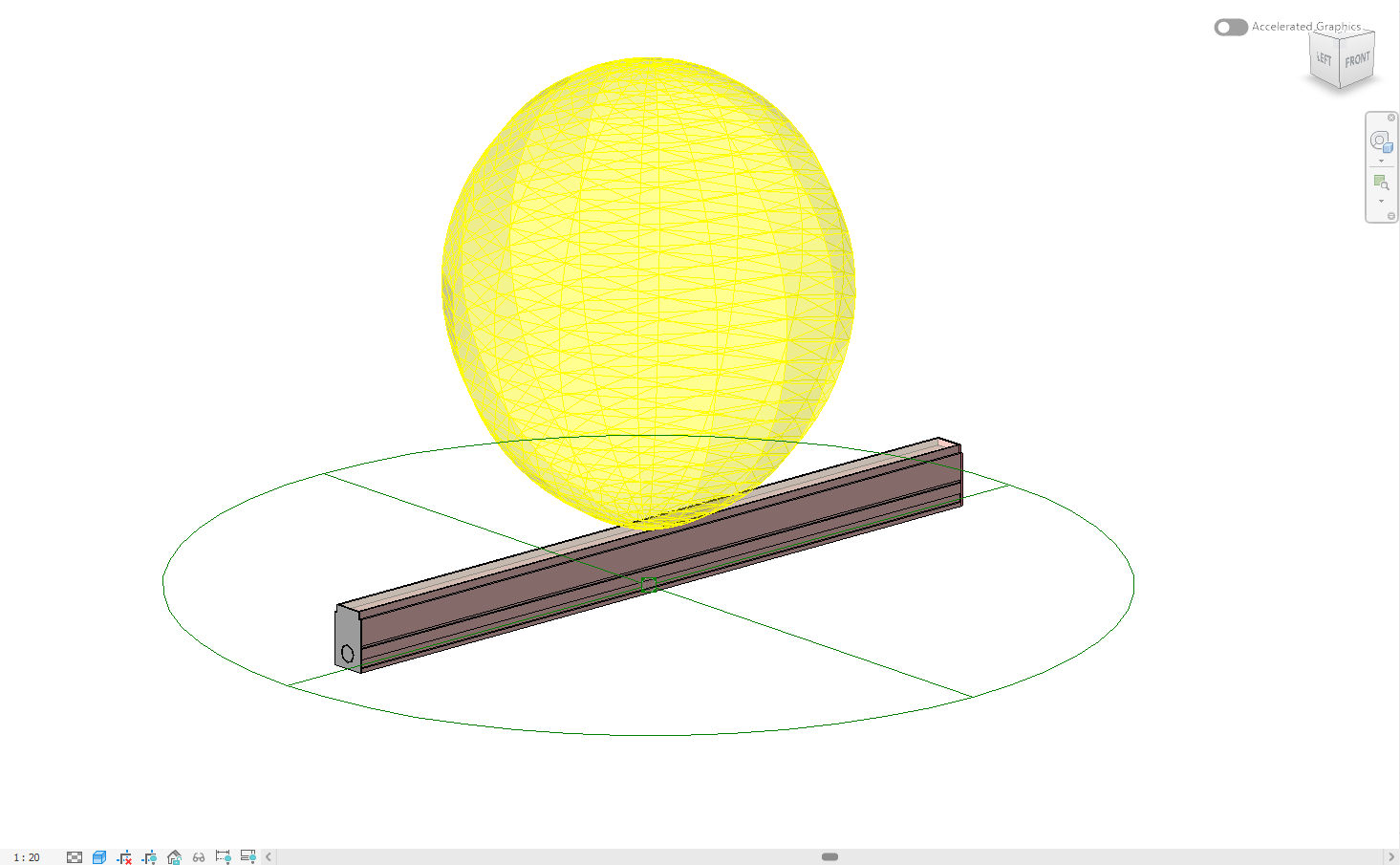Converted in-ground linear Revit family with an upward-pointing light source