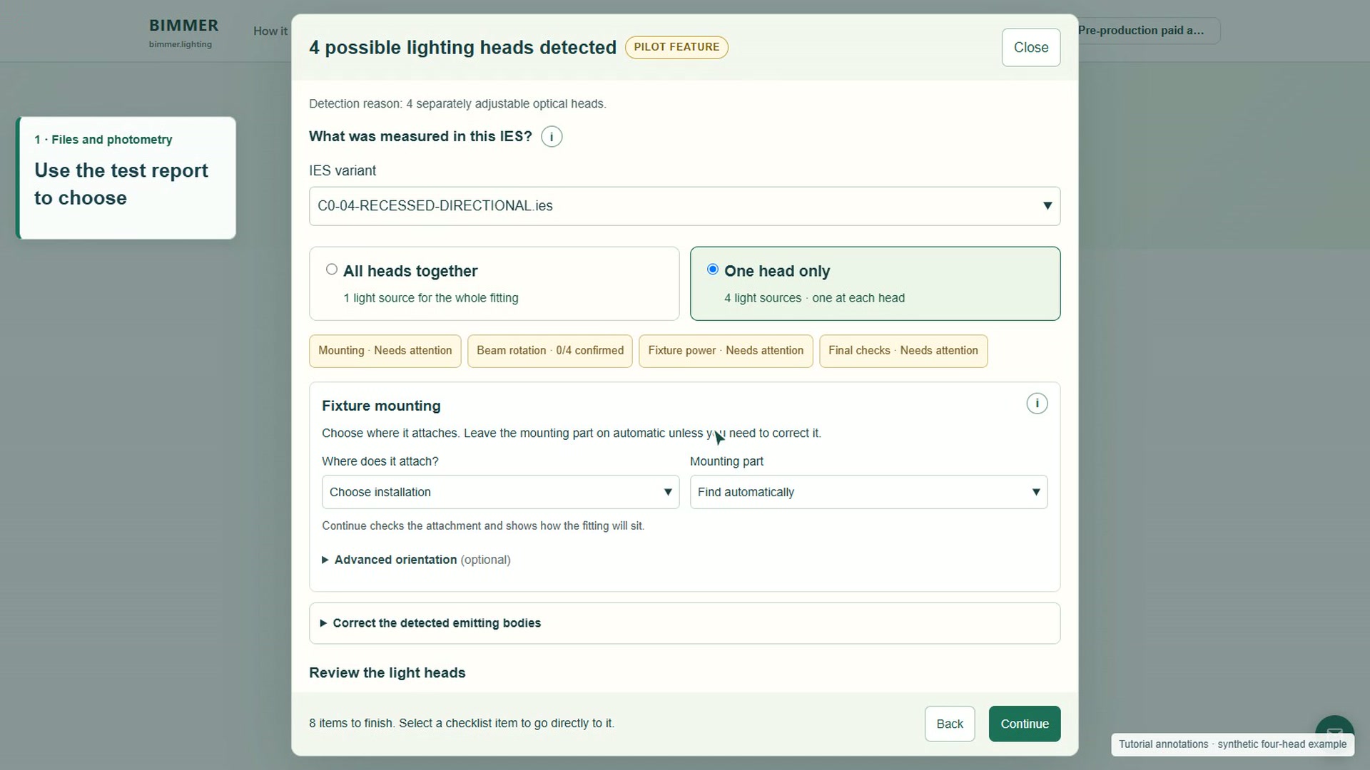 Upload the files and choose the meaning of the IES